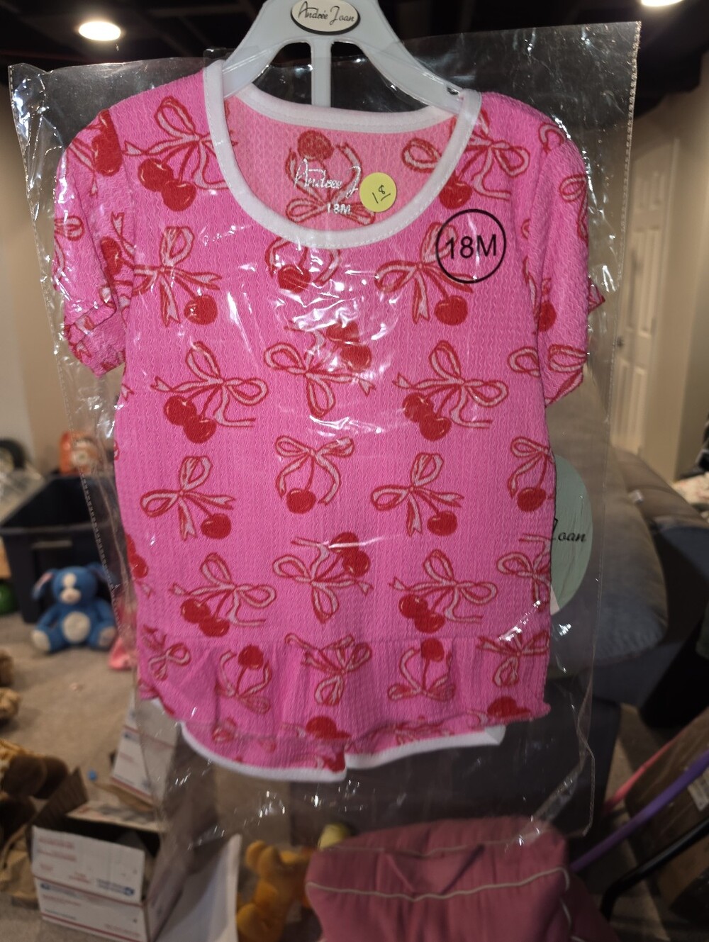Pink Cherry Print Girls Set - 18M